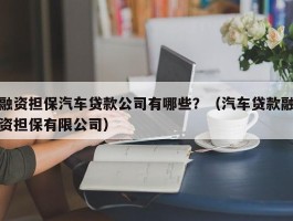 融资担保汽车贷款公司有哪些？（汽车贷款融资担保有限公司）