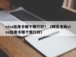 visa信用卡哪个银行好？（跨境电商visa信用卡哪个银行好）