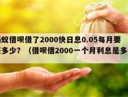 蚂蚁借呗借了2000快日息0.05每月要还多少？（借呗借2000一个月利息是多少）