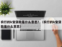 农行的k宝贷款是什么意思？（农行的k宝贷款是什么意思）